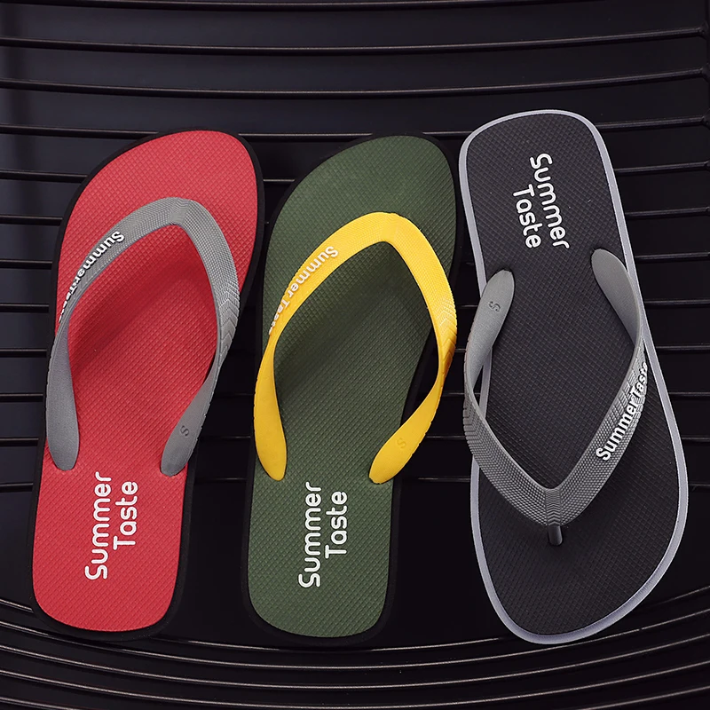 2024 Summer Beach Slippers Fashion Casual Flat Flip-Flops for Men High Quality PVC Insole Mens Flip Flops Hard-Wearing