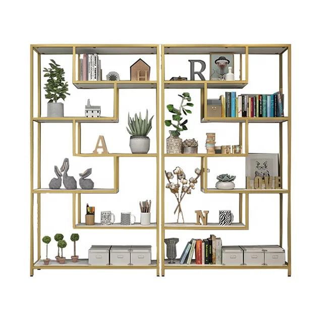 Newest Stainless Steel Gold Glass Library Bookshelf Used Library Bookshelves For Sale