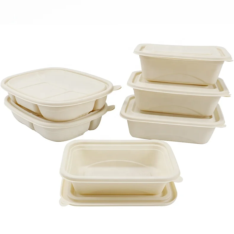 biodegradable 500ML cornstarch lunch food boxes takeaway packaging to go food containers disposable tableware