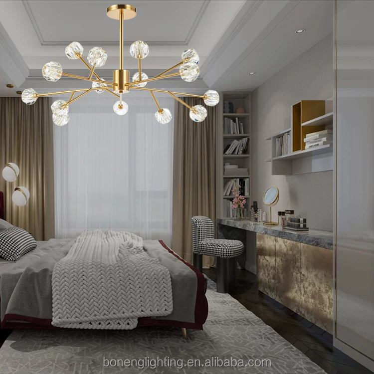 Wholesale selling living room Iron northern modern crystal ball led pendant light chandelier for home