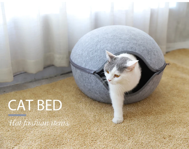 Felt Cat Cave Wholesale Custom Pet Play Tunnel Cat Tunnel Bed Soft Plush Nest Felt Cat Cave Pet Nest