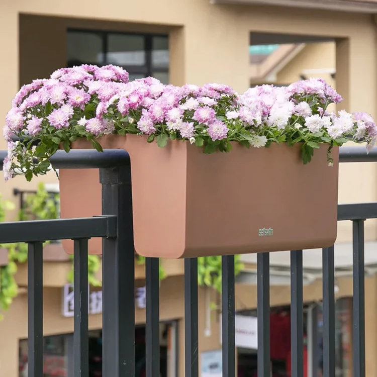 Modern Double-Sided Resin Railing Flower Pot for Garden Planting Staircase Balcony Basin Saddle Railing Design