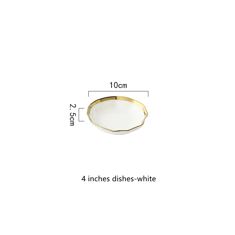 Ruili RL-R190807 Plates Sets Dinnerware Ceramic Porcelain Cheap Dishes set Dinnerware for Saucers Pure Color with Gold Edge