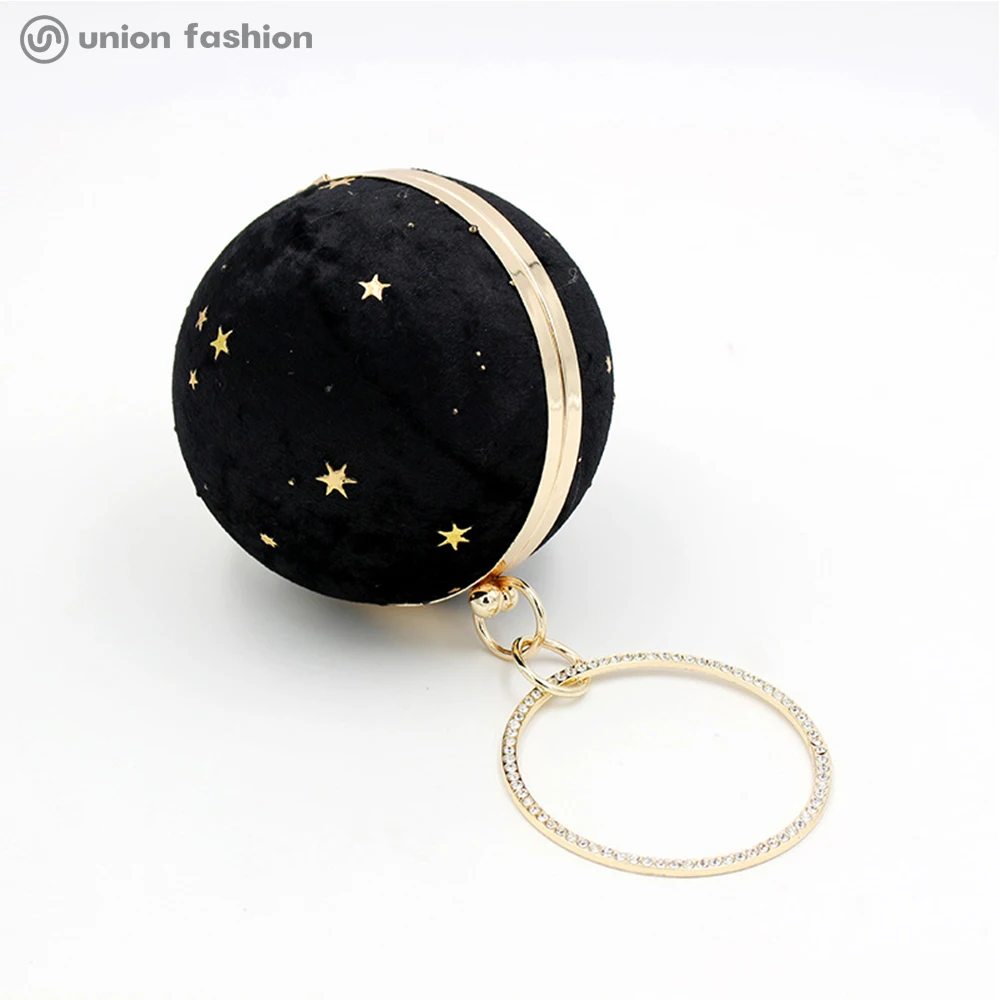 
Luxury Handmade Designer Velvet Women Prom Round Clutch Evening Bag For Lady 