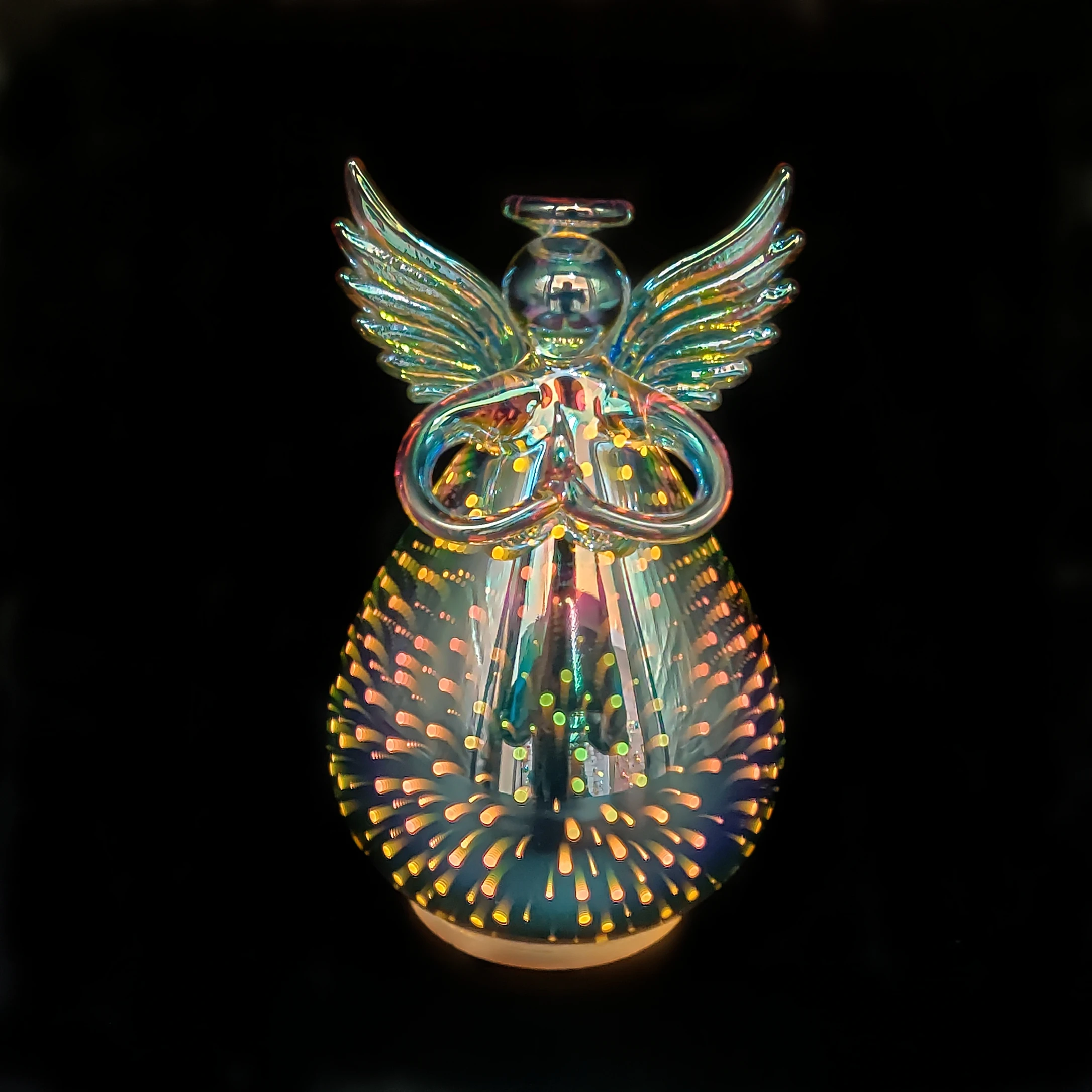 Wholesale battery powered led light Christmas glass angel decorations for home