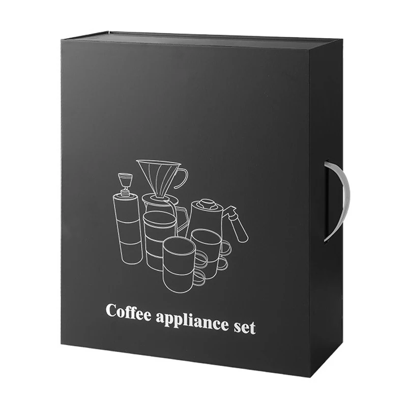 Premium Gift Box Outdoor Travel Drip Coffee Set With Pour Over Coffee Maker Filter Kettle Ceramic Burr Manual Coffee Grinder