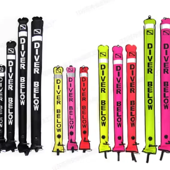 Customized SMB Dive Nylon Inflatable Surface Marker Buoy Freediving Buoy With Sea Safety High Visibility Reflective Band