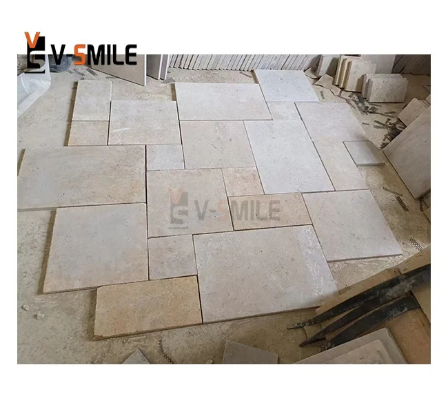 Natural Split Beige Limestone Floor Tiles Cream White Limestone