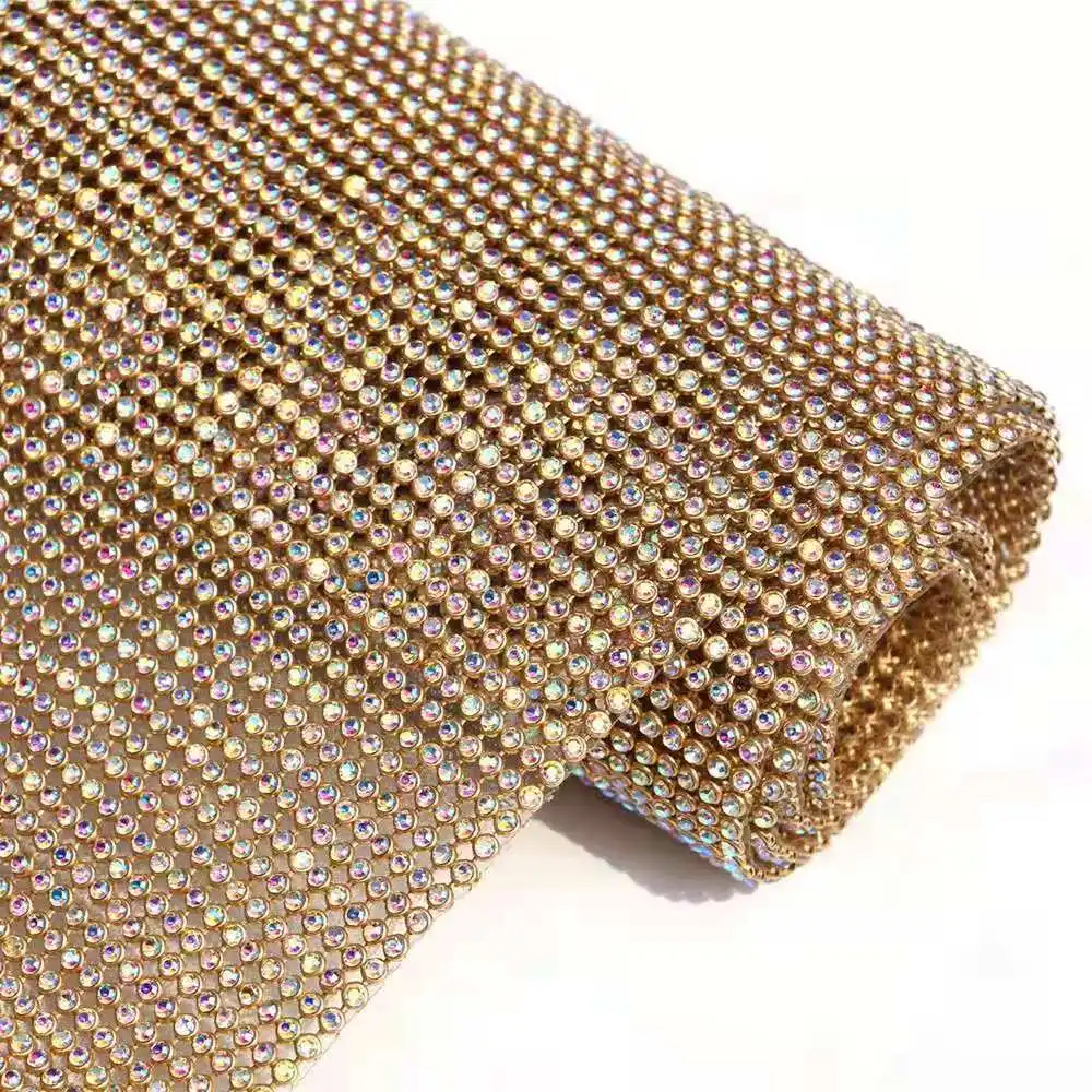 Direct Selling 45*120CM3MM Crystal Diamond Rhinestone Aluminum Mesh Decorative Piece