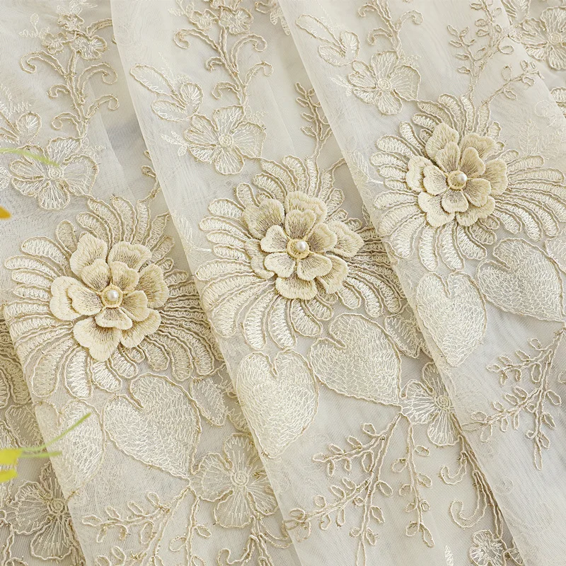 Sunny Textile Simple European-style Living Room Embroidered Gauze Curtain Finished Curtain