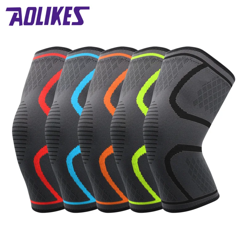 Aolikes Elastic Compression Knee Sleeve Thin Athletic Knee Brace Anti-Slip Fitness Safety Knee Pads with Custom Logo Support