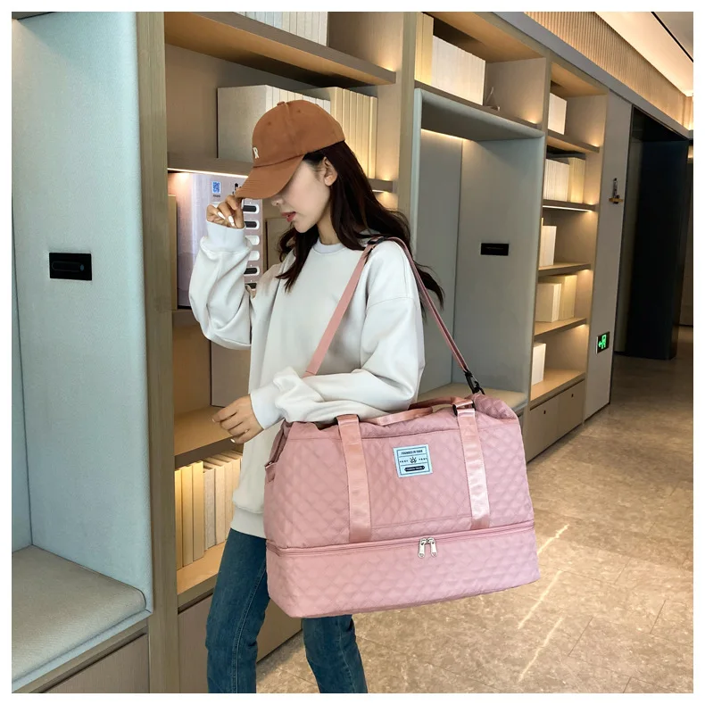 Large Capacity Weekender Travel Bag With Wet Pocket Shoes Compartment 2pcs Carry On Duffel Tote Bag Set With Small handbag