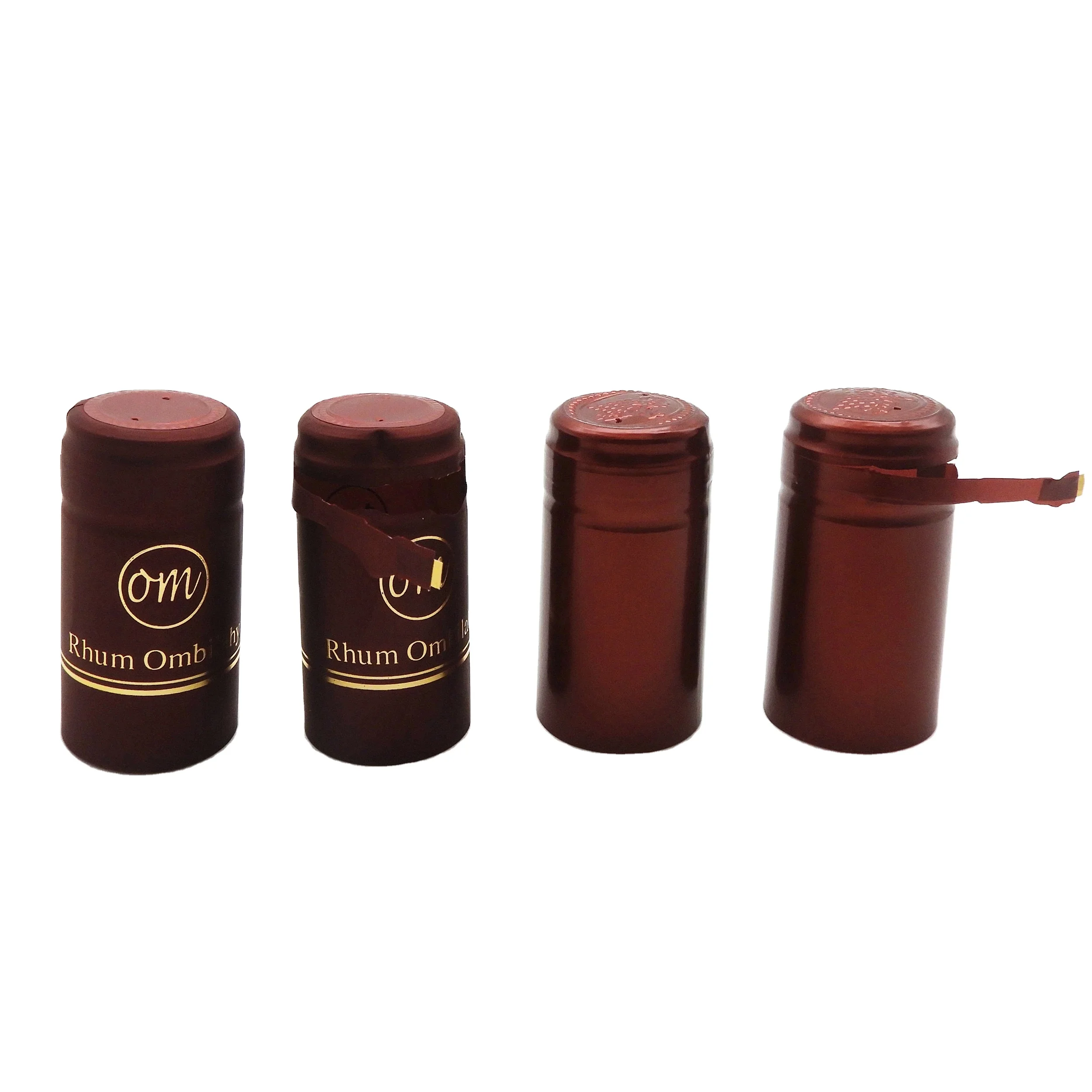 PVC Heat Shrink Capsule for Wine Vodka Liquor Bottles 30*60mm Hot Stamping Logo Shrink caps