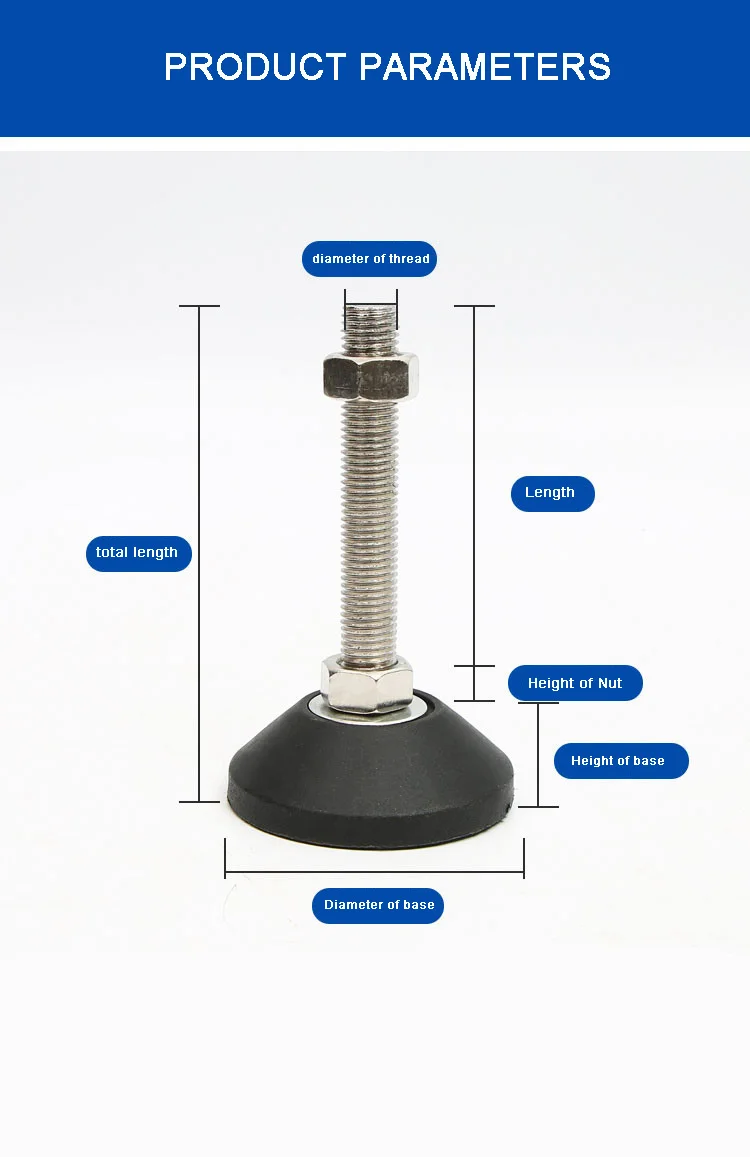 M16 nickel plating screw Fixed Type Nylon Black Plastic Industrial Orange Furniture Leg Adjustable Leveling Feet