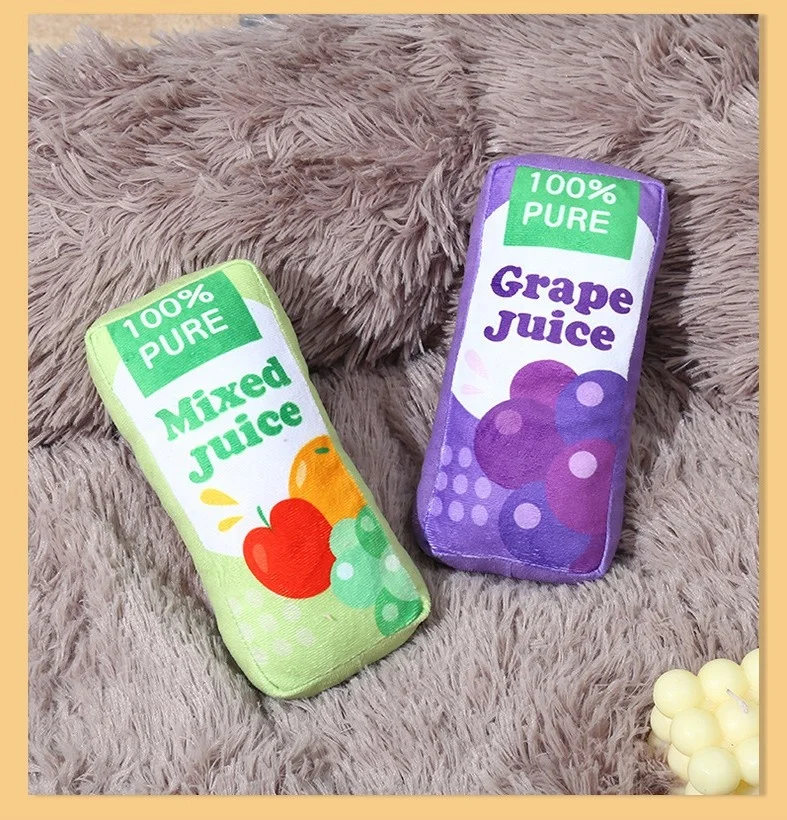 2023 Wholesale Pet toys  customized realistic recycled plush soft squeaky juice  pet cute dog toys