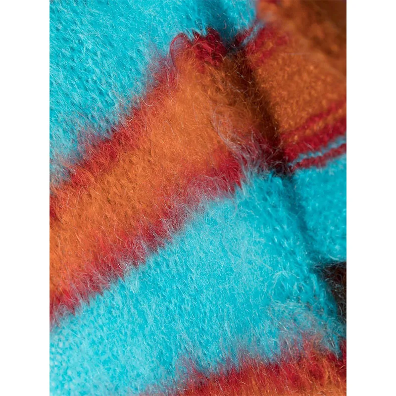 Custom OEM & ODM crocheted men women sweater knitted scarf winter mohair knitwear striped knit scarf