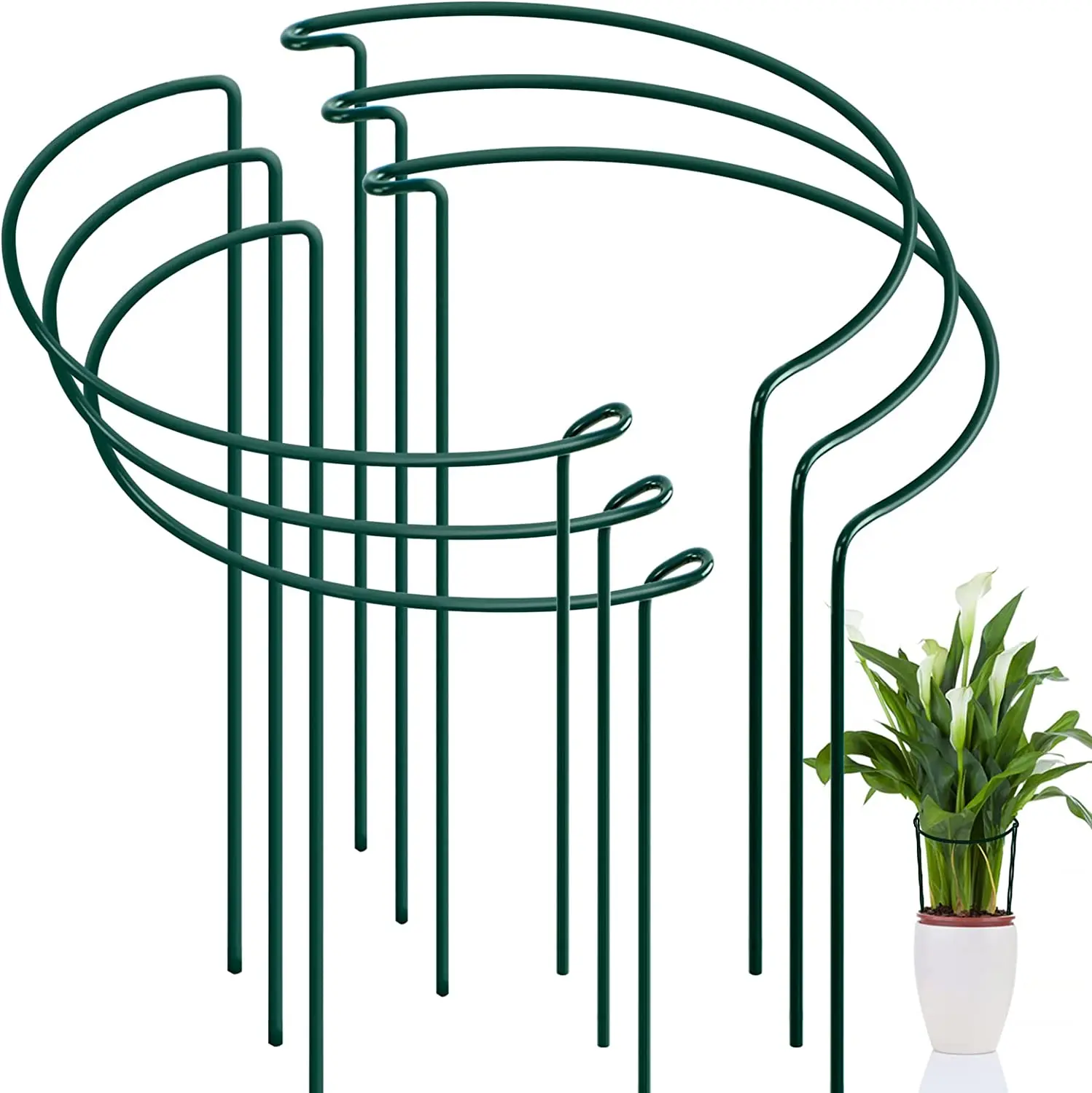 Iron Steel Indoor Outdoor Flower Plant Frame Ring Bracket Stakes Metal Fence Panels Garden Trellis Plant Support