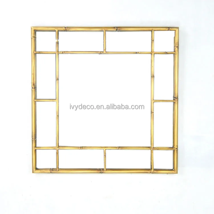 Декор для гостиницы, гостиной, ванной комнаты IVYDECO, большой акцент, Современный Античный квадратный металлический бамбуковый каркас, настенное зеркало, Декор, настенное искусство