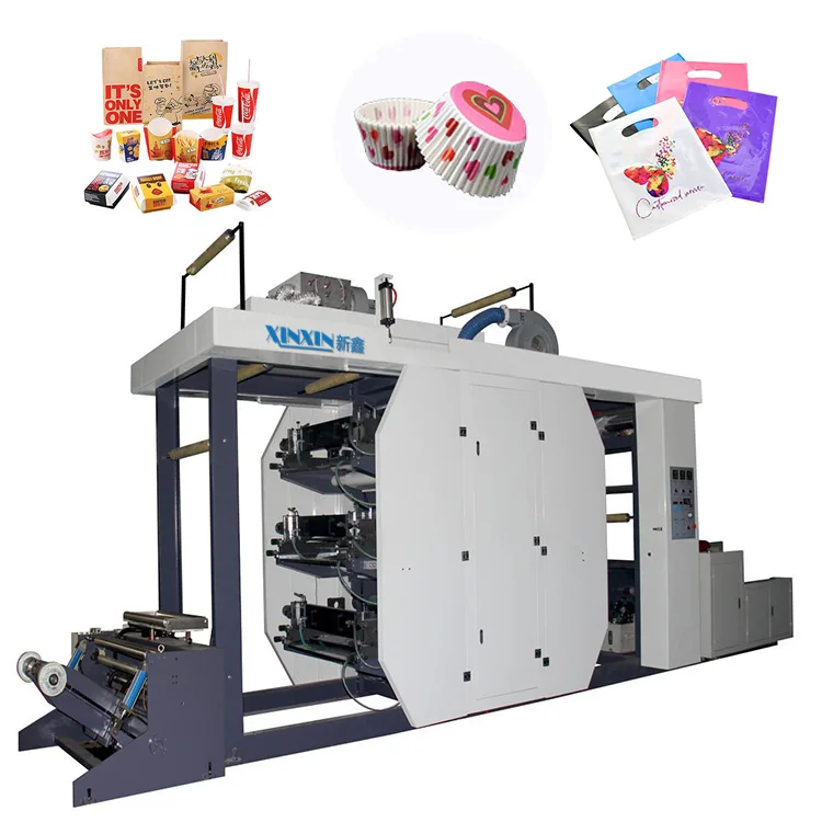 6 Color Stack Type Flexographic Printing Machine On Pe Bopp Film Fabric Paper Non-woven Bag Packaging Printing