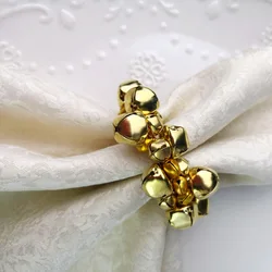 gold silver jingle bell napkin ring for wedding decoration