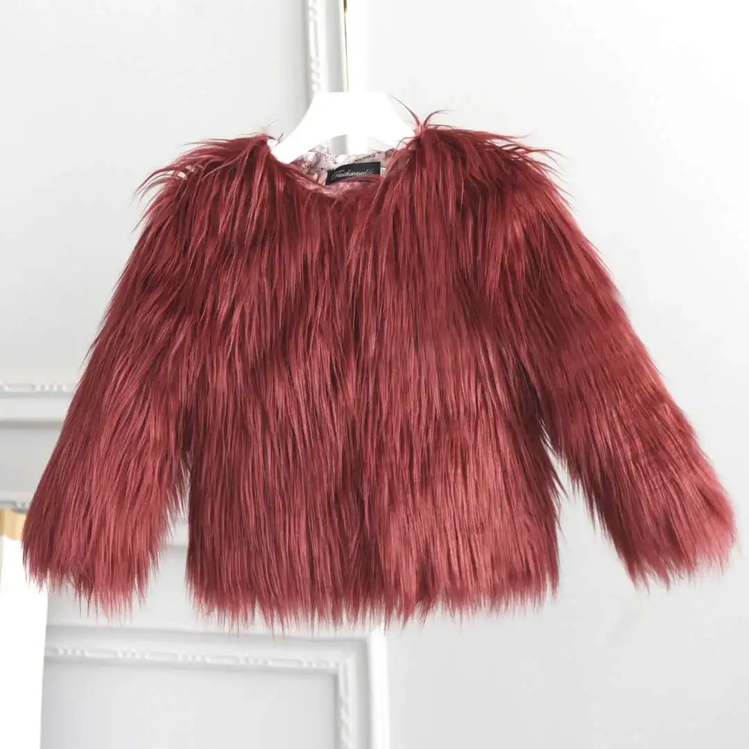 
Elegant baby girls faux fur jacket winter war kids girls fur coat 