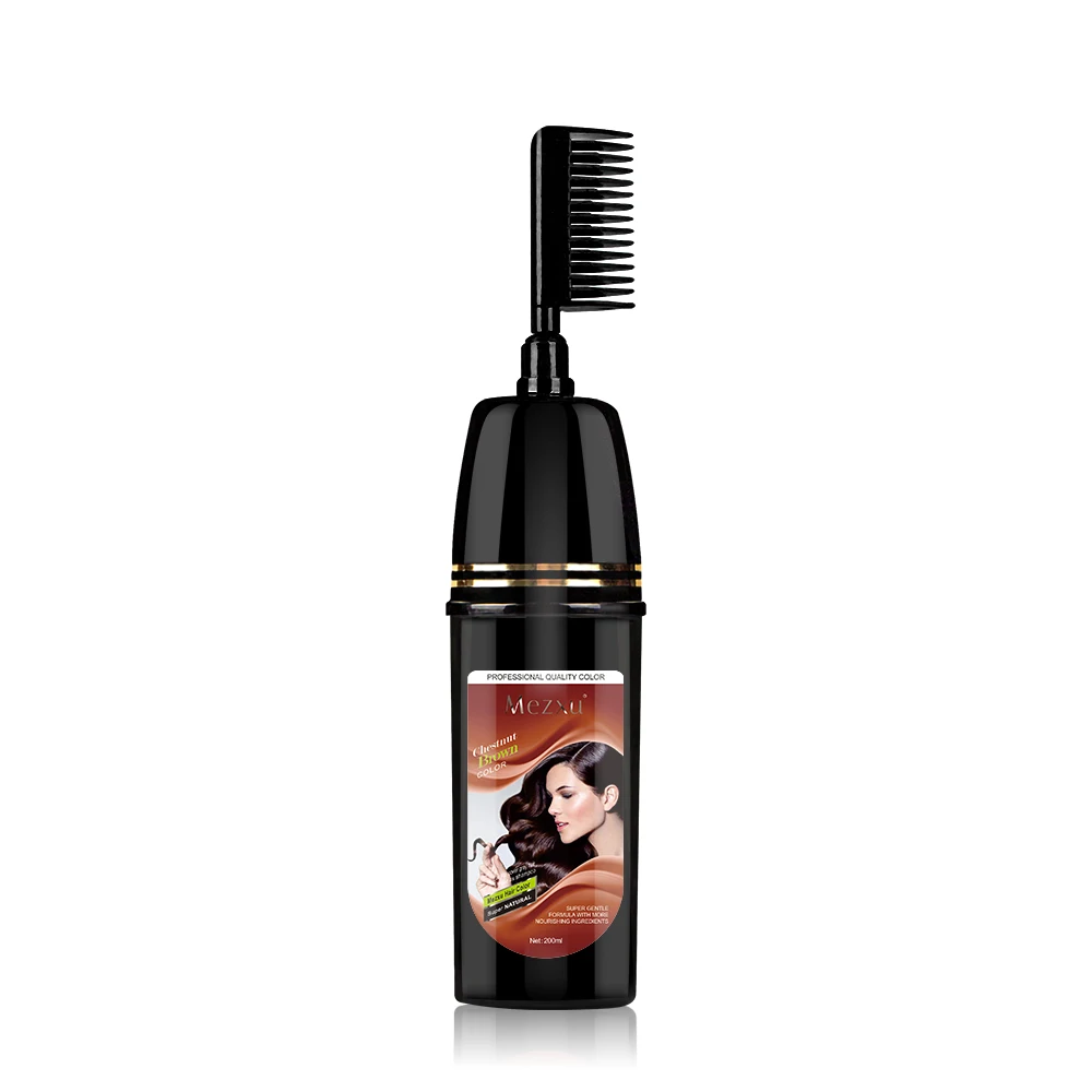 Best Selling Conditioning Natural Herbal Ginger Black Hair Color Dye Shampoo With Comb