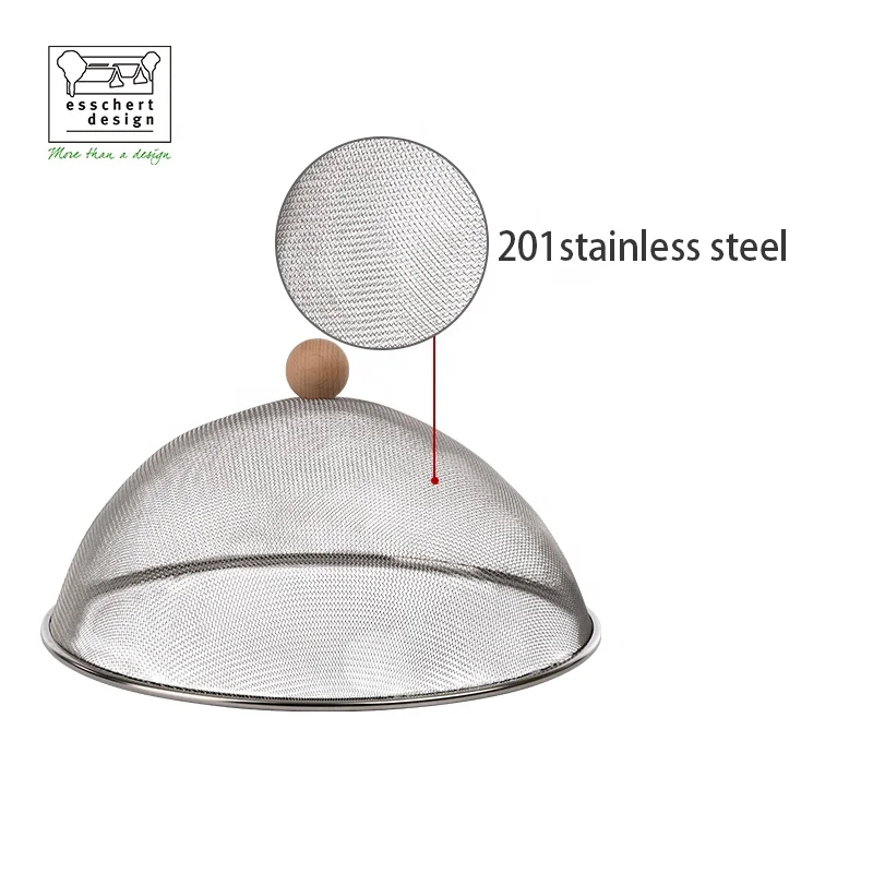 customize  stainless steel reusable food cover umbrella fly cap  plate food storage stackable  net mesh food covers