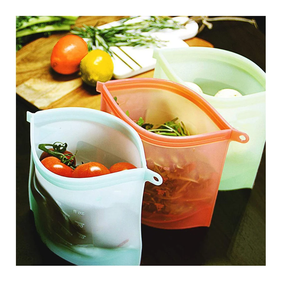 Reusable Silicone Food Storage Bags, Airtight Seal Food Preservation Bags/Food Grade/Versatile Preservation Bag Container