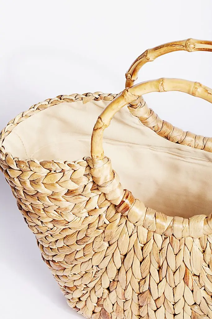 Best Selling Products Luxury Water Hyacinth Handbags Trapezium Shopping Bags For Ladies With Handles