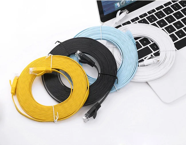 Factory price CAT6 Molded RJ45 Ultra Slim flat Ethernet Patch network LAN cable UTP flat patch cord 1.5m
