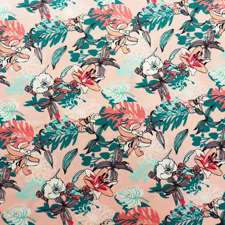 Wholesale 152cm*200gsm knitted digital printed flower pattern for dress