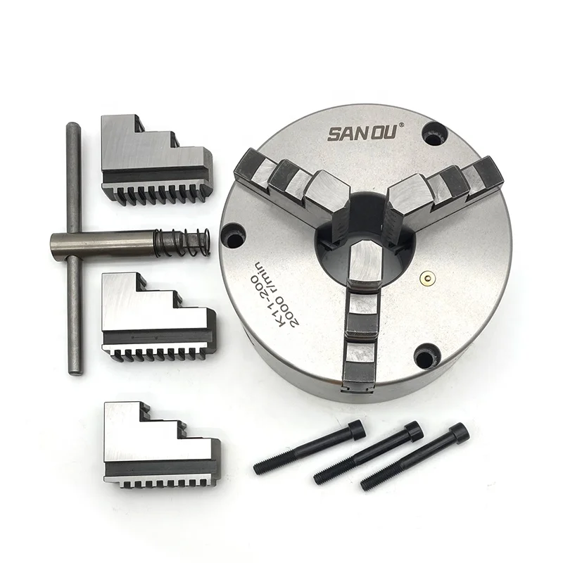 Токарный патрон 200 мм с передним креплением, металлический патрон, 8 дюймов, бренд SANOU 3, стопорный токарный патрон, K11-200 со скидкой