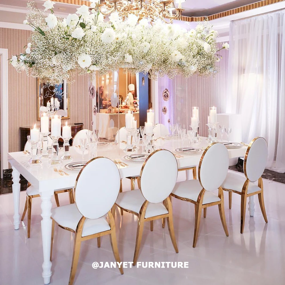 Luxury Royal Banquet Venue Gold Chairs and Tables for Events Wedding