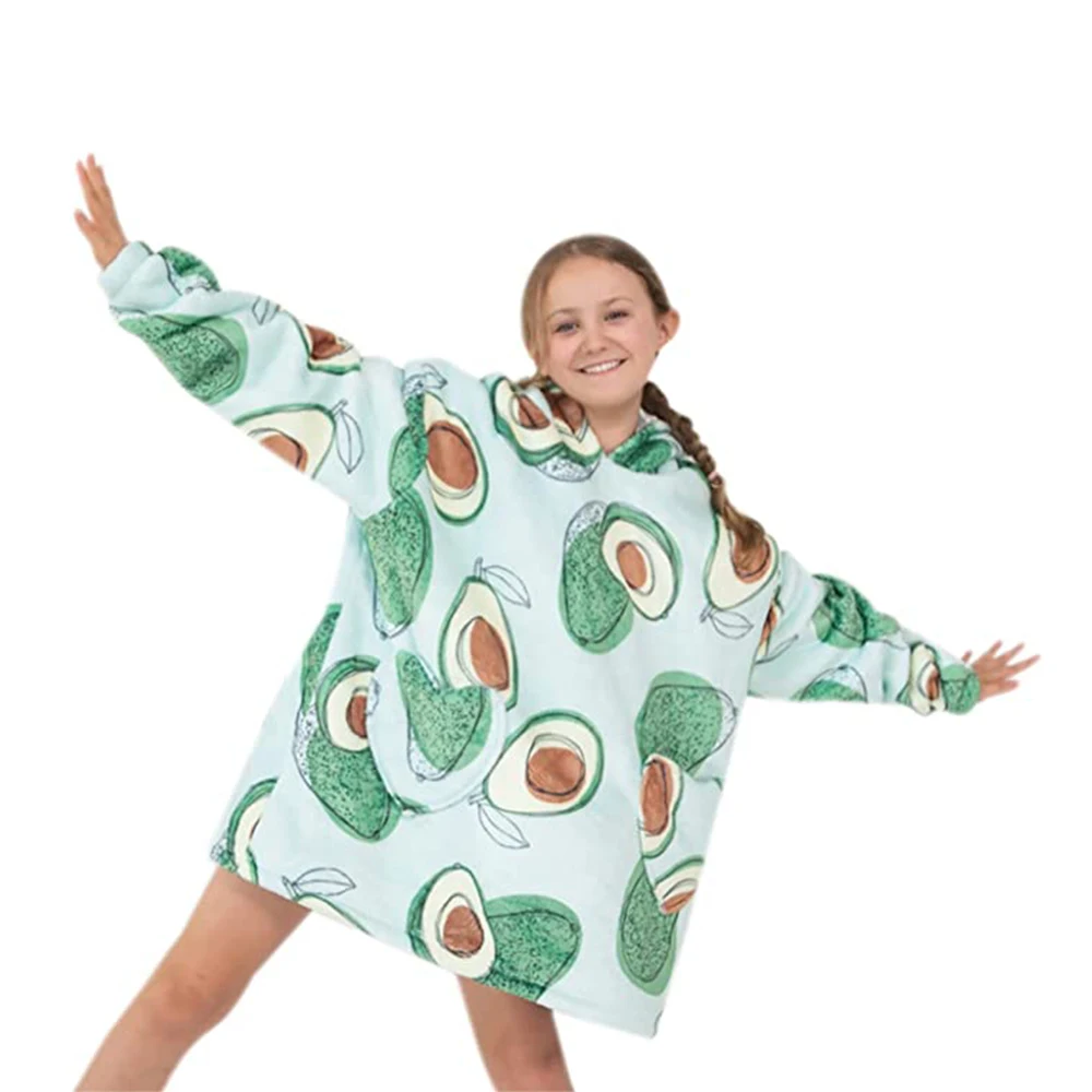 2023 New Design Cozy Soft Oversized Sherpa Fleece Blanket Hoodie Sweatshirt Kids