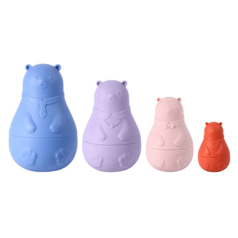 Wholesale Animal Lovely Shape Baby Nesting Stacking Silicone Doll Stacking Toy