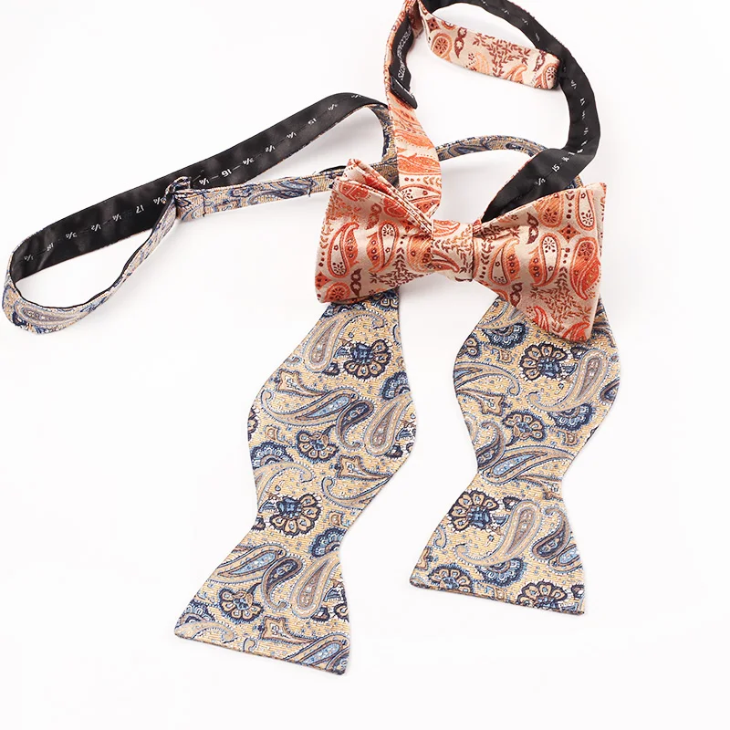 Chinese Manufacturer Hot Selling Bow Tie Good Quality Fashion Two Colors Paisley Design 100% Pure Silk Self Tie Bow Tie