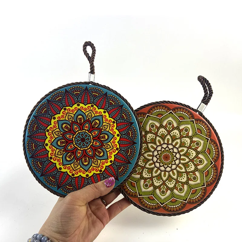 European 17CM Heat Transfer Printed Ceramic Meal cork Coaster Heat Protection Pot mat for Table Use