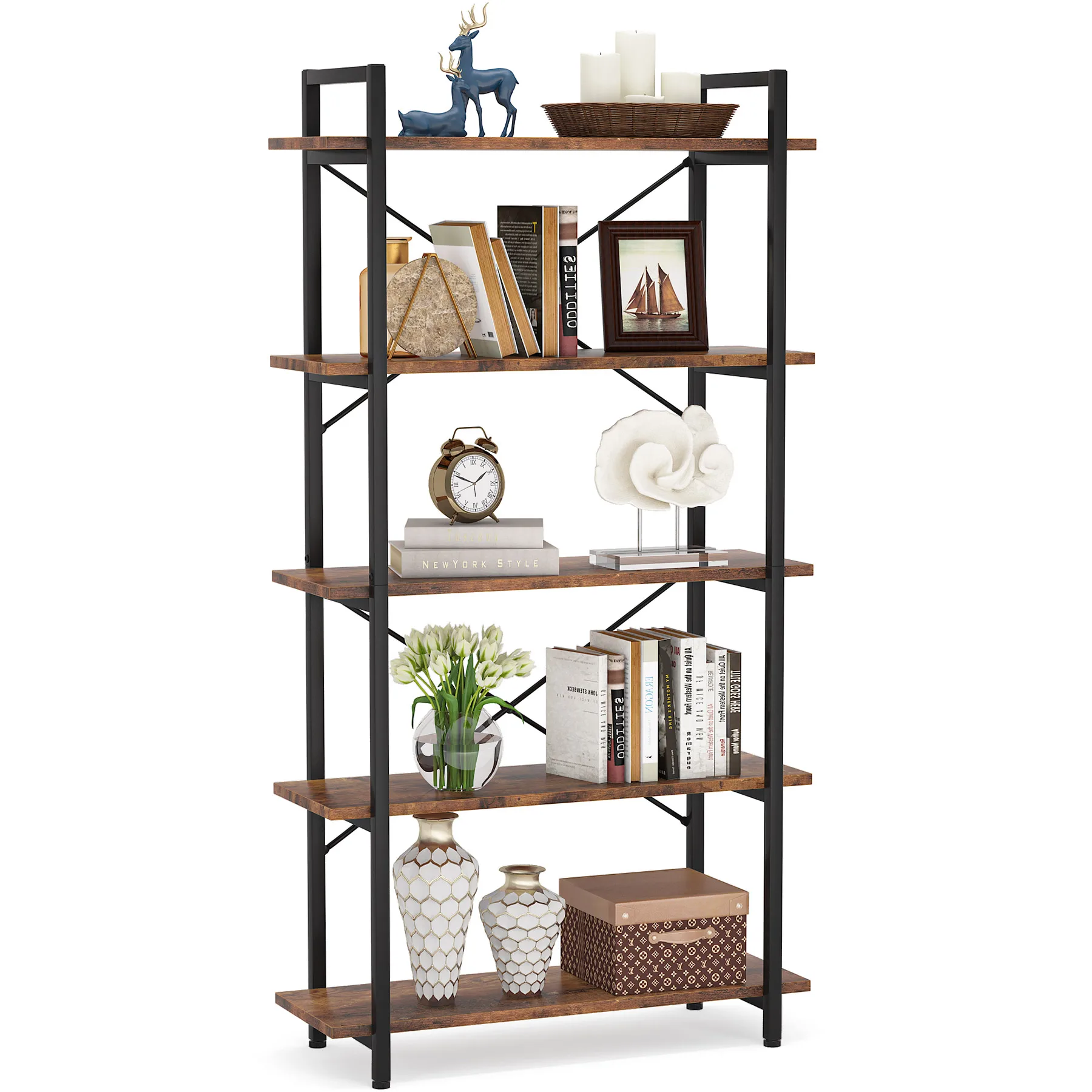 Tribesigns storage holder racks Bookshelf, 5 Tier book storage organizer display shelf rack