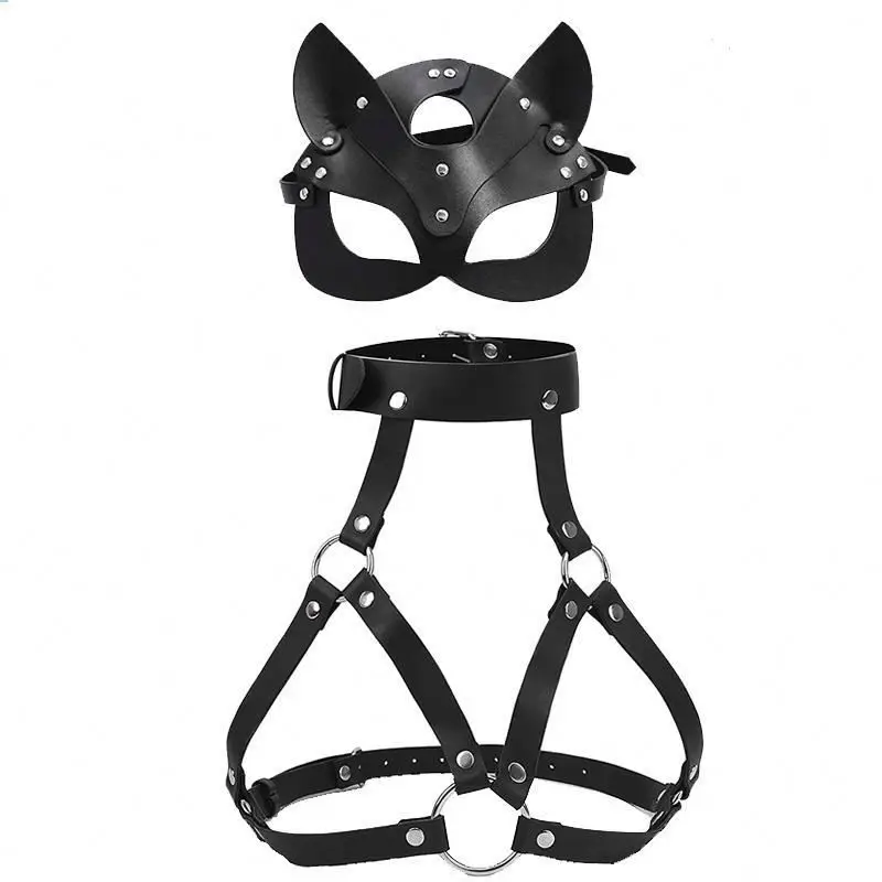 Sexy Leather Lingerie Set Flash Drilling NightClub Harness Bra Bustier Women Strap Body Corset Lingerie Tied Bondage Couple Toys
