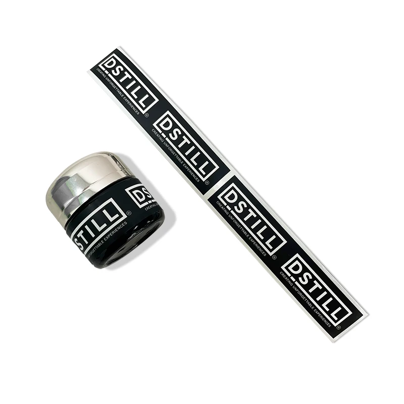 Custom Printed White Gold Foil Logo Label Self Adhesive Rectangular Cosmetic Bottle Label Sticker Rolls