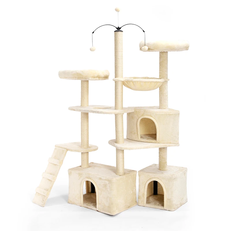 Petstar 61 inch Wall Corner Adjustable Rotatable Cat Scratcher Castle Condo Tree Big Heavy Cat Tree
