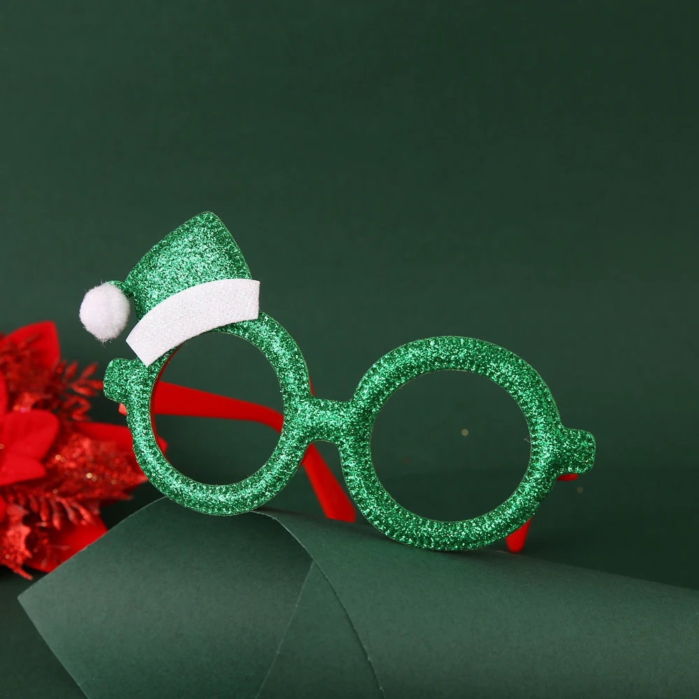 VKME New Christmas Decorations Adult Kids Toys Santa Snowman Antler Glasses Christmas Decorated Glasses