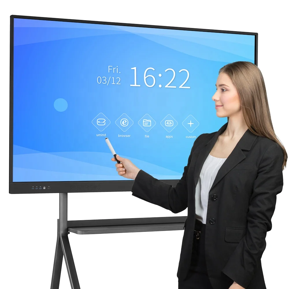 High speed strong 8 cores DDR4 cpu 311d2 65 75 86 98 inch smart interactive panel touch screen monitor for office and education
