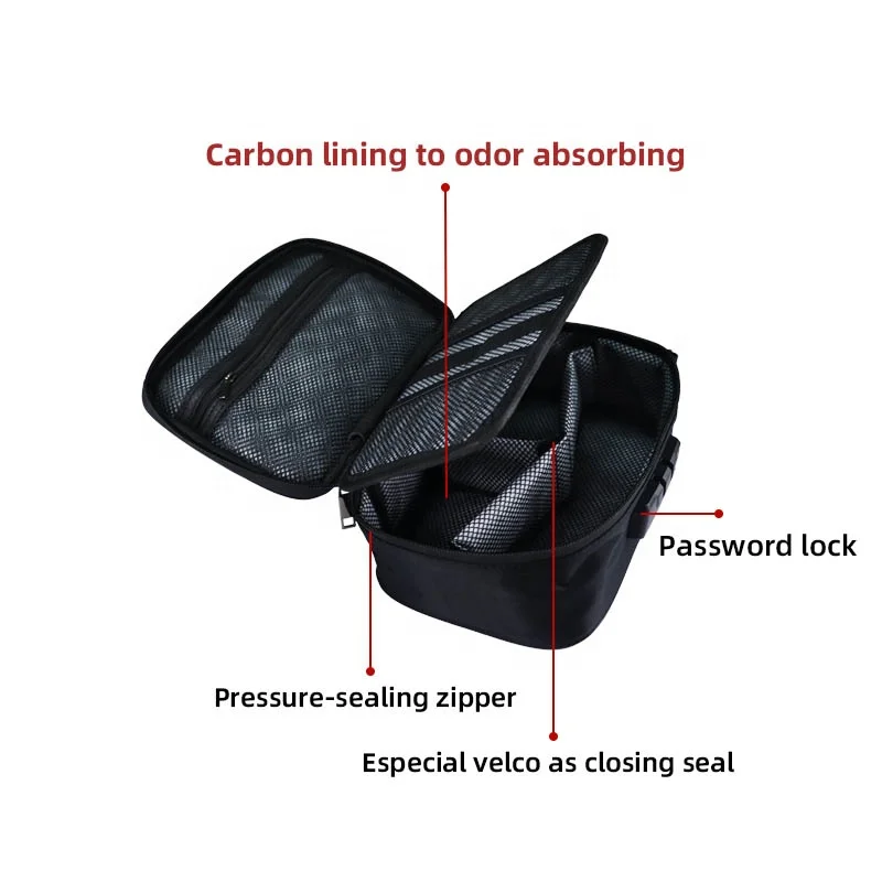 
Customize factory polyester smell proof stash case with carbon fiber 