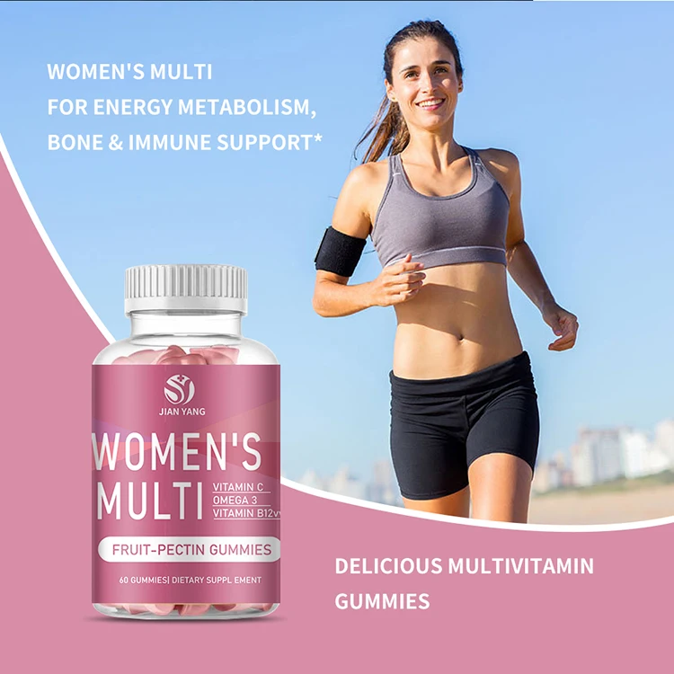 Private Label Health Food Supplement multivitamin gummy Vegan 60 Gummies Woman Multi Vitamin Gummy