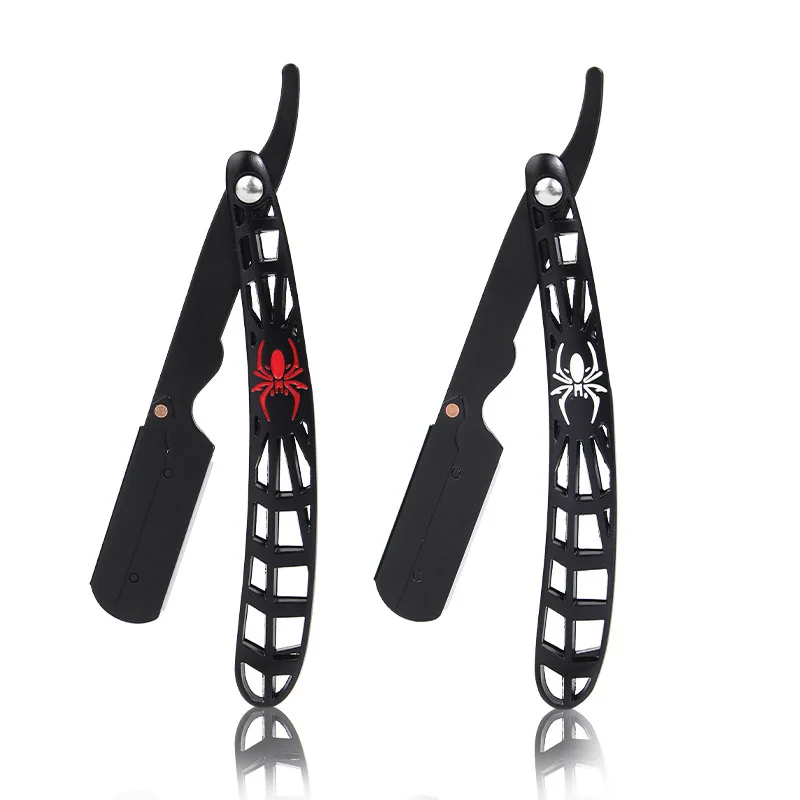 Spider DesignStainless Handle Straight Razor Manufacturer Disposable Blade Safety Razor Custom Straight Razor