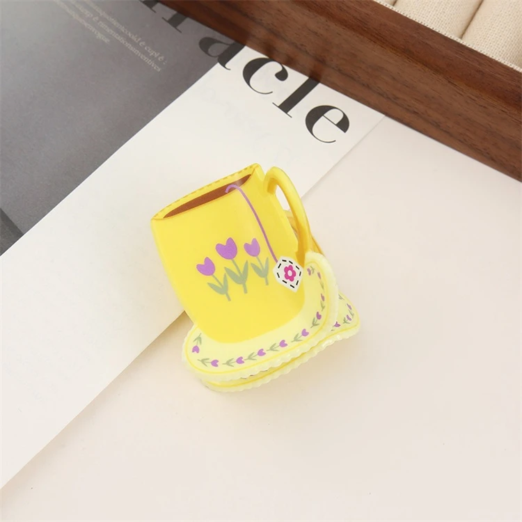 Multi-coloured large personalized American New York Coffee cup hair claw clip