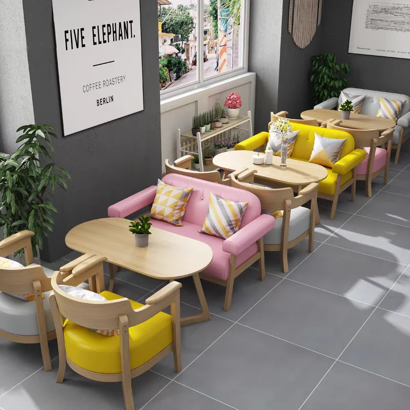 Modern Restaurant Furniture Sofa Bench custom color and sizes table With armrest chair Sets Solid Wood Frame leather Booth Sofa