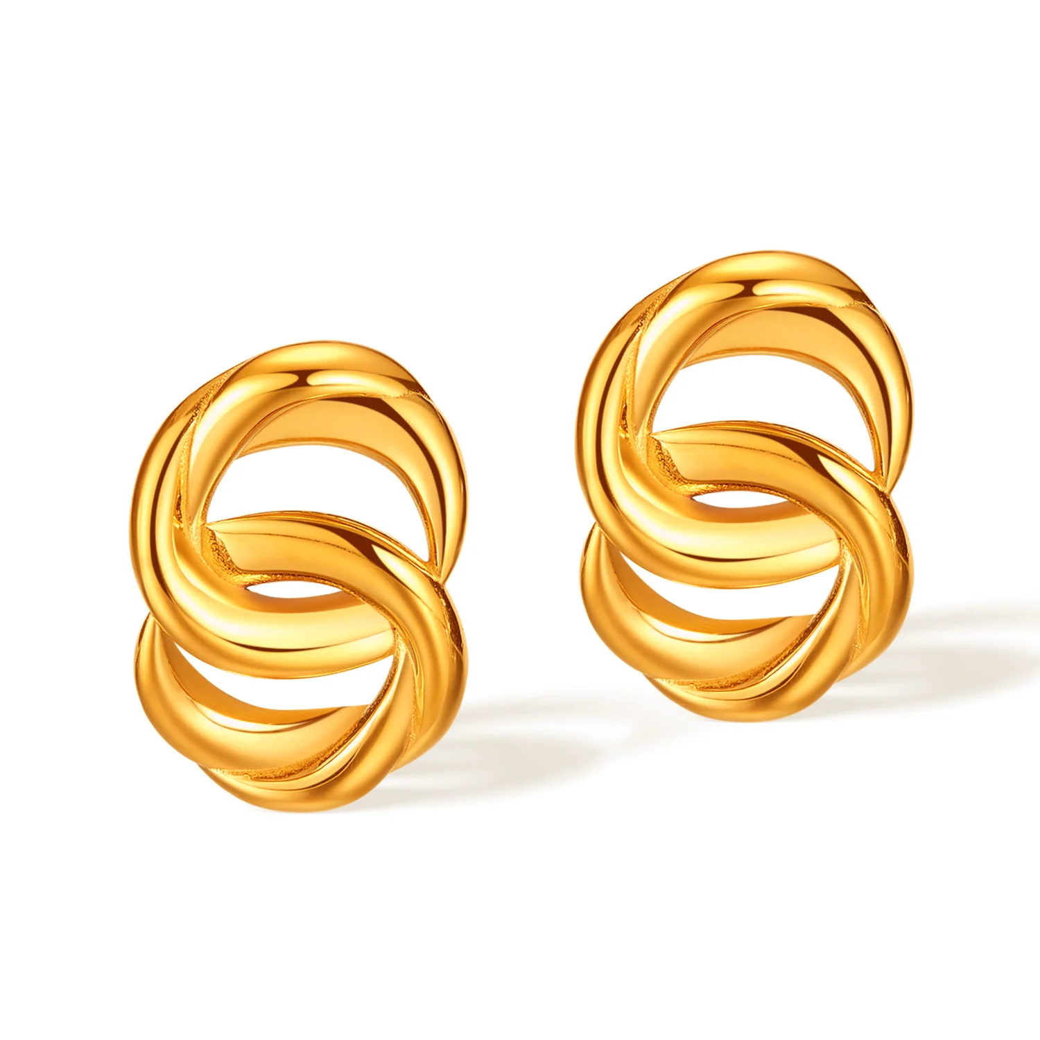 2024 Summer New 18k Gold Plated Unique Hypoallergenic Stainless Steel Spring Design Boho Gypsy Style Stud Earrings Women
