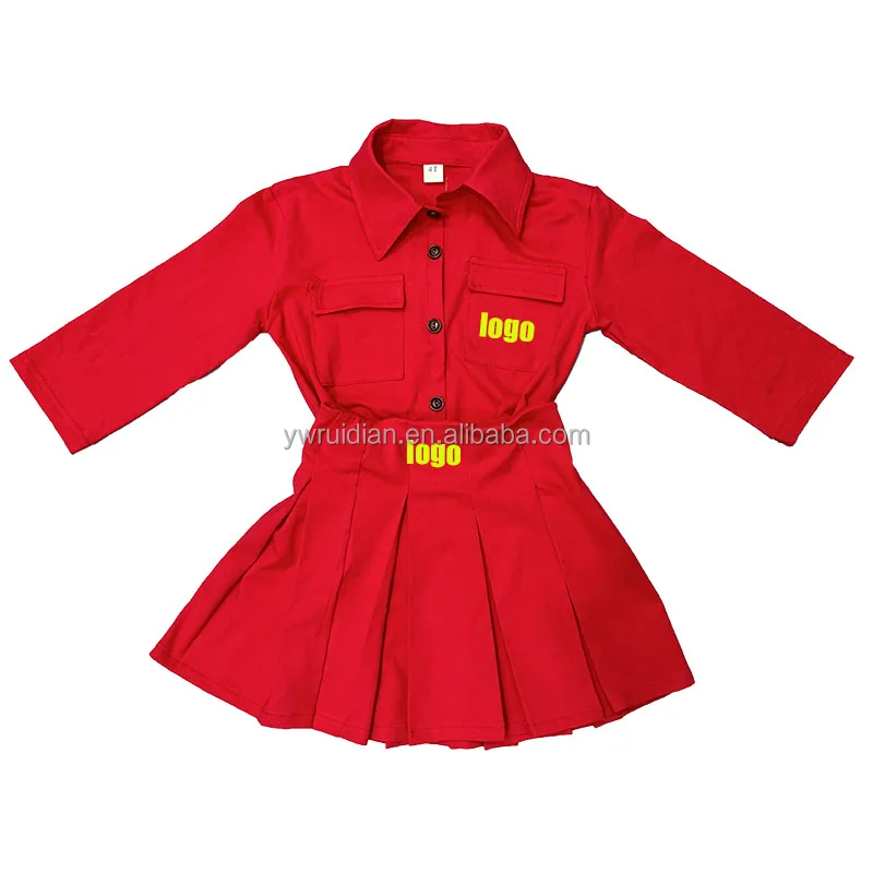 Осенняя рубашка с длинным рукавом для девочек, комплект из 2 предметов, юбка из хлопка, оптовая продажа, фирменный комплект из двух предметов для девочек, детская одежда